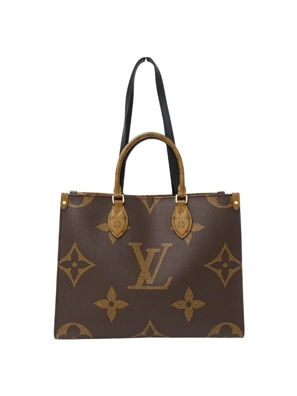 Louis Vuitton Monogram Giant Reverse Tote Shoulder Bag 2-Way On The Go MM Brown